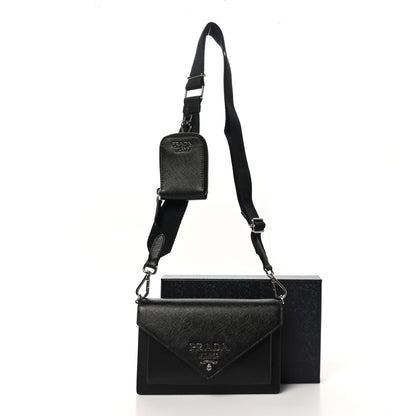 Prada Saffiano City Calf Mini Envelope Bag Black 11 of 11