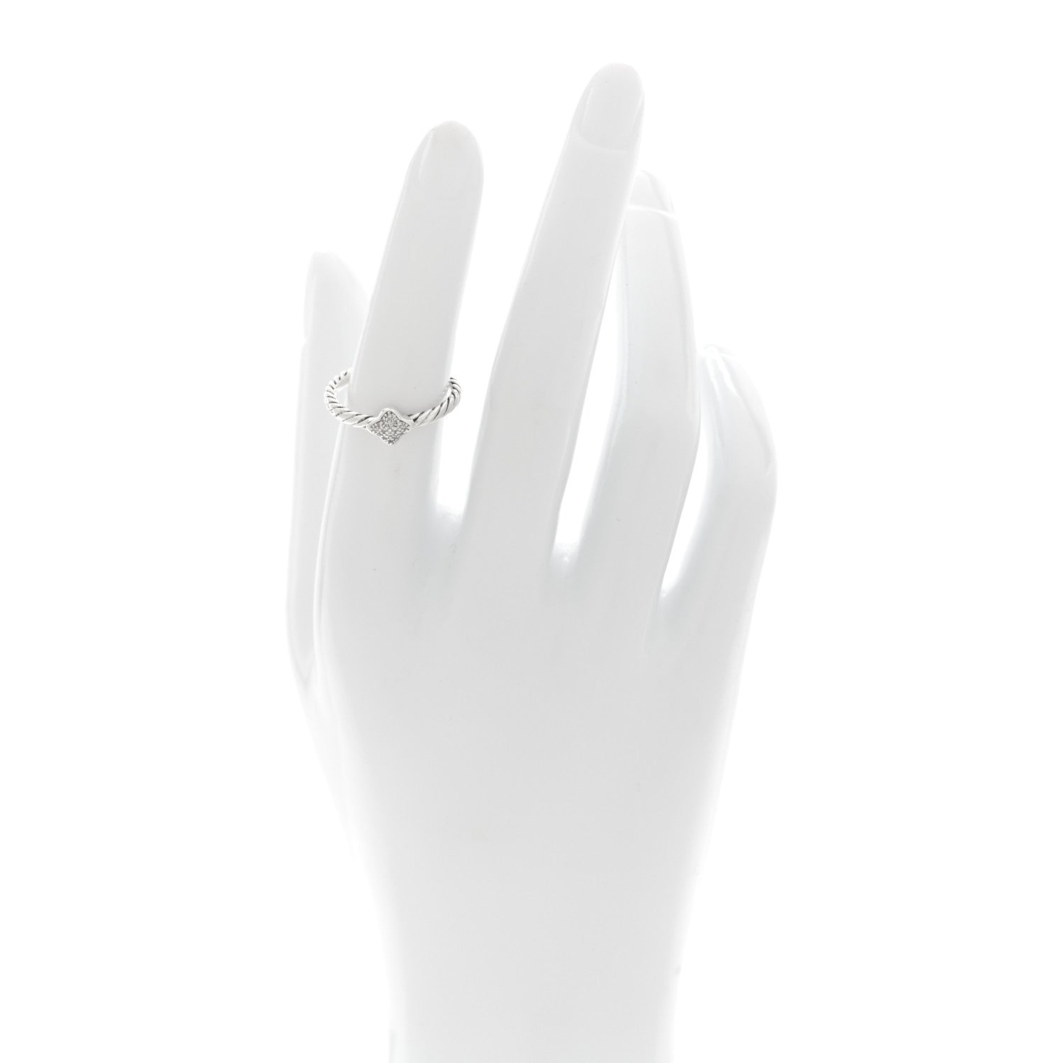 David Yurman Sterling Silver Diamond Quatrefoil Ring 52 6 2 of 4