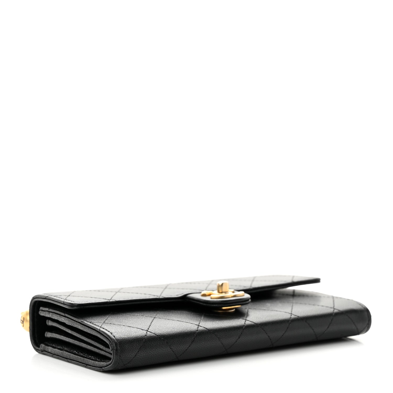 Chanel Lambskin Quilted Chic Pearls Clutch With Chain Black 4 of 13