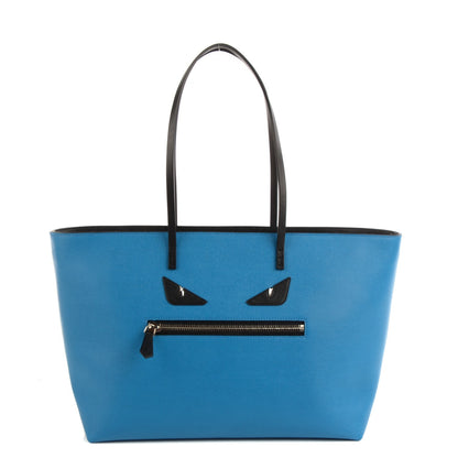 Fendi Vitello Elite Cuoio Monster Buggies Medium Roll Tote Blue Royal Black 1 of 8