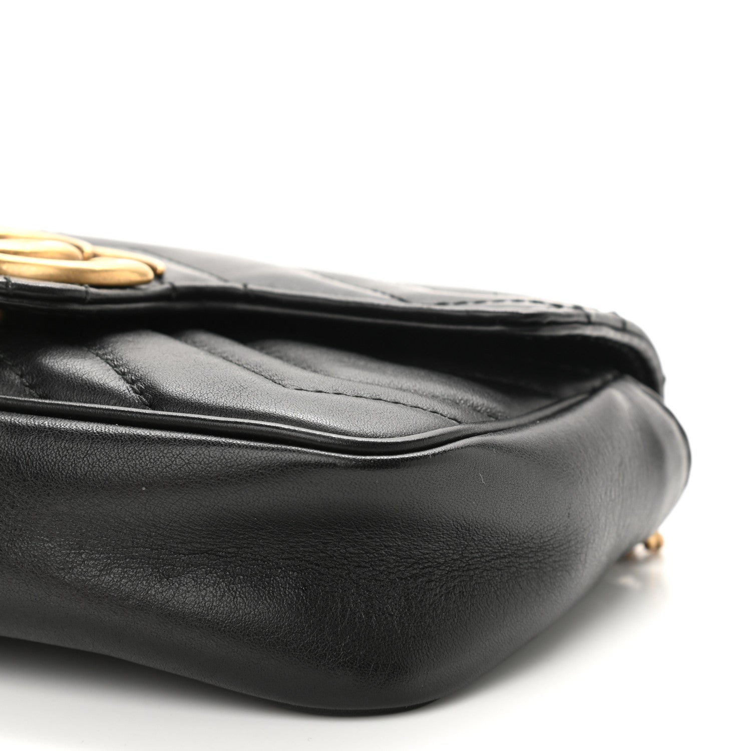 Gucci Calfskin Matelasse Super Mini GG Marmont Shoulder Bag Black 10 of 10