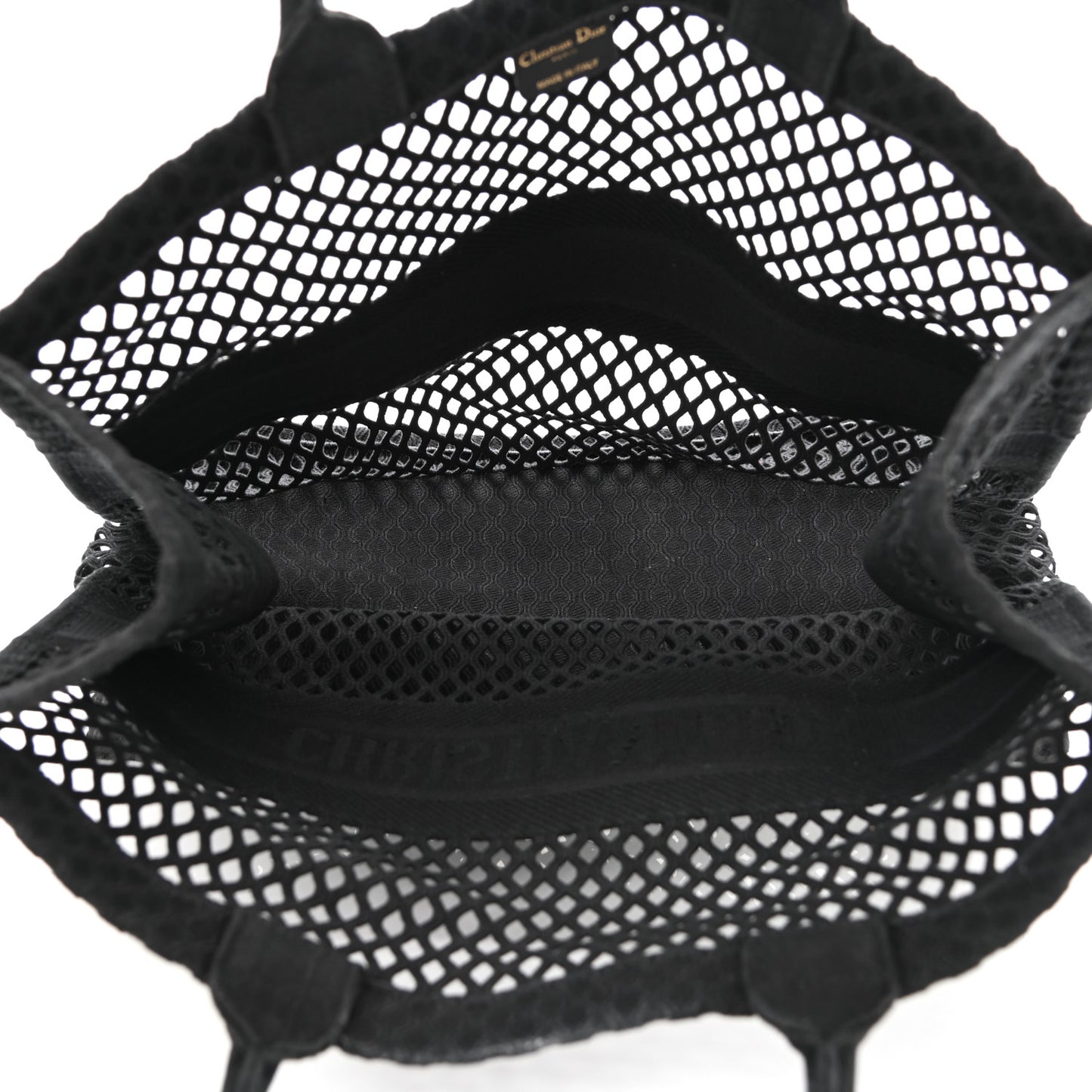 Mesh Embroidered Book Tote Black