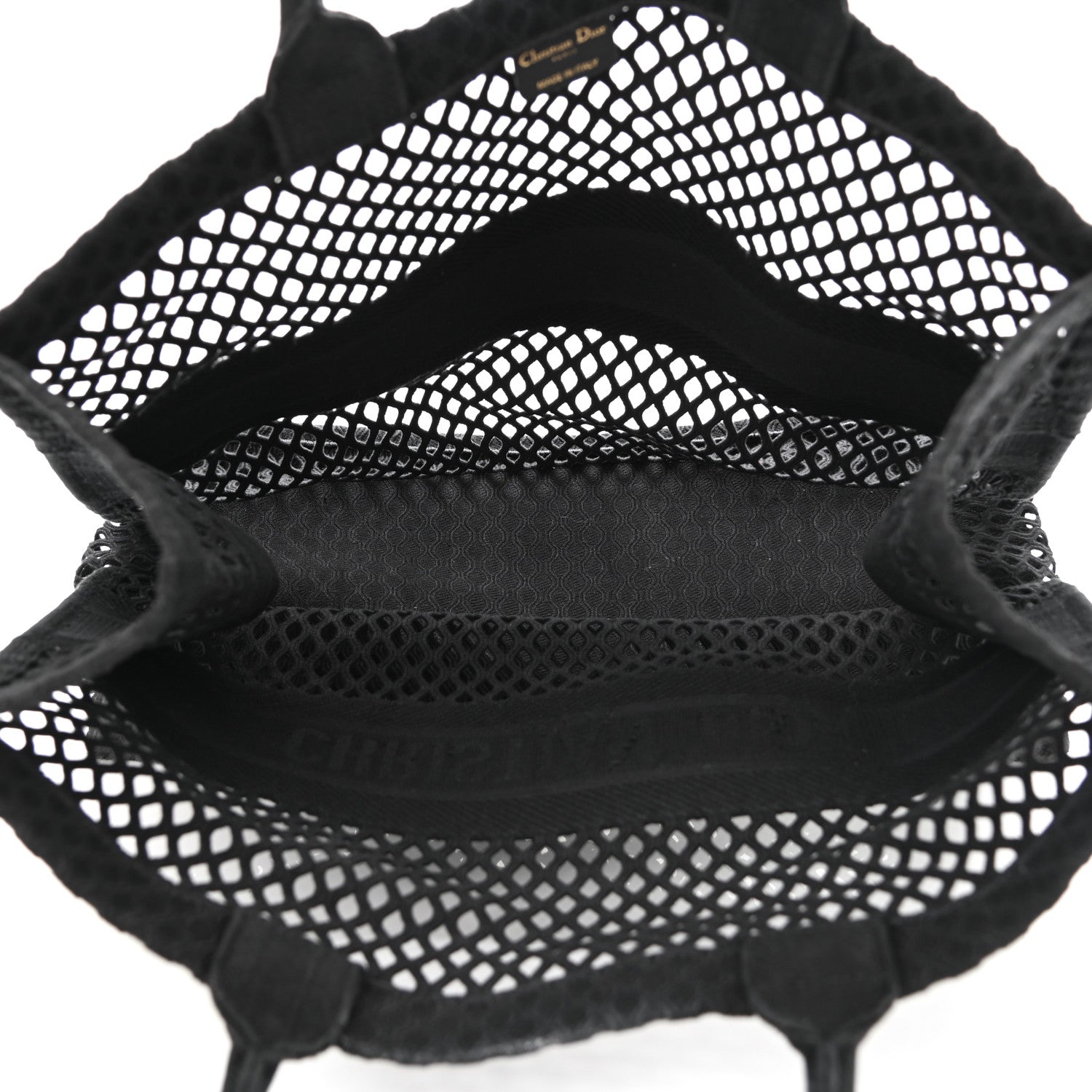 Christian Dior Mesh Embroidered Book Tote Black 5 of 11