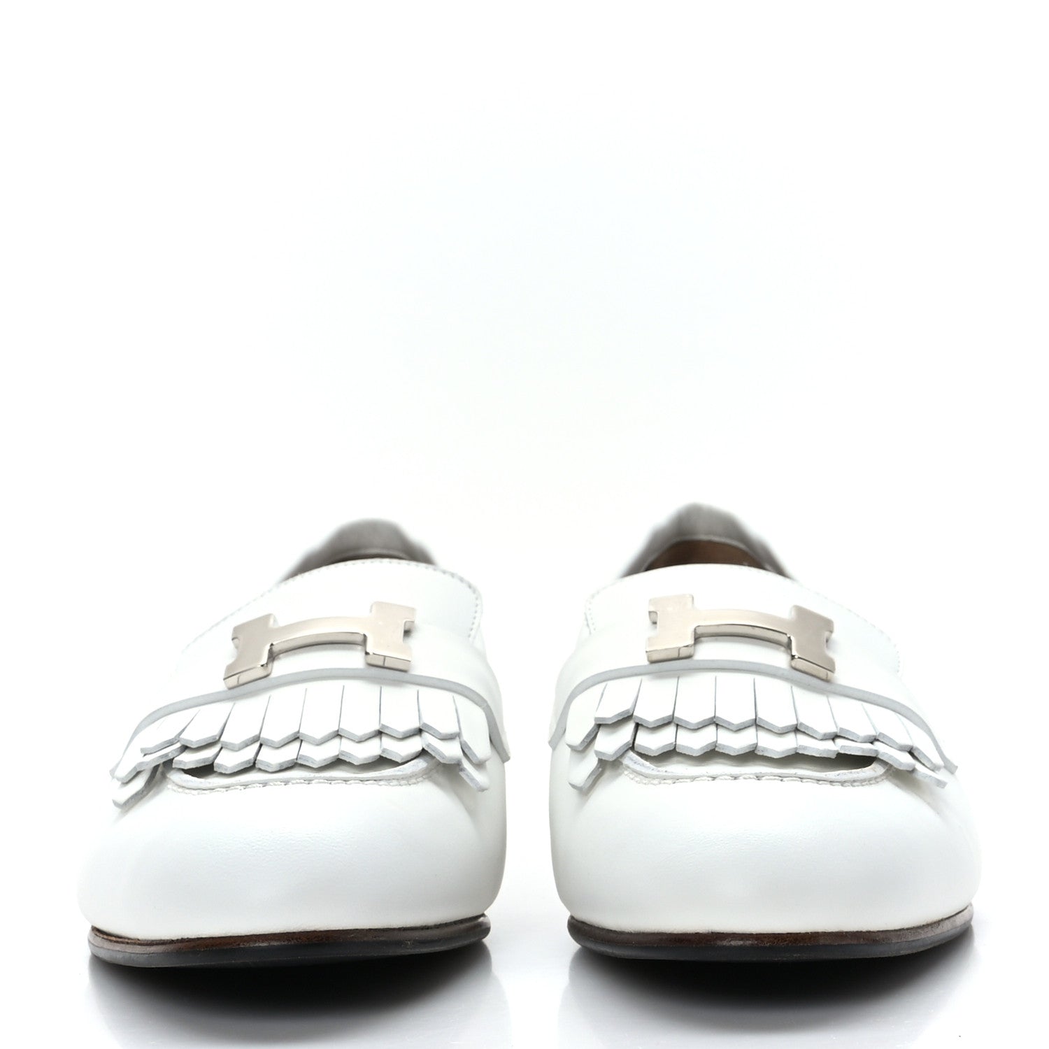 Hermes Calfskin Womens Royal Loafers 37 White 2 of 8
