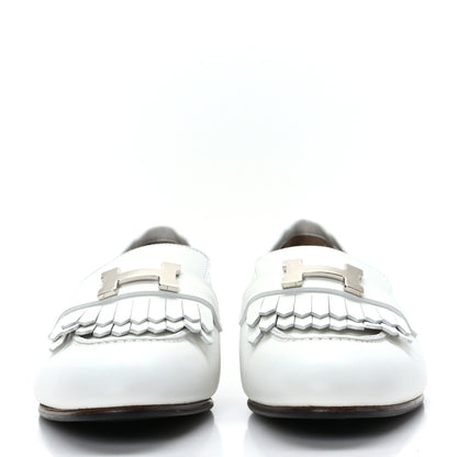Hermes Calfskin Womens Royal Loafers 37 White 2 of 8