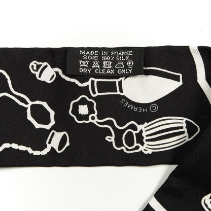 Hermes Silk Les Flacons Bandana Twilly Prune Black White 3 of 3