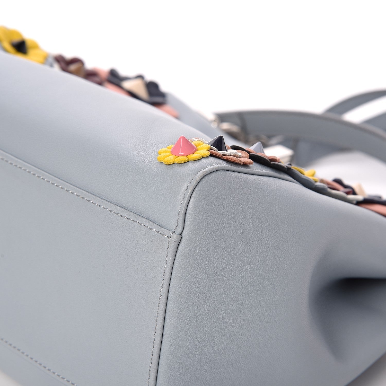 Fendi Nappa Flowerland Mini Peekaboo Iconic Satchel Light Blue 12 of 14