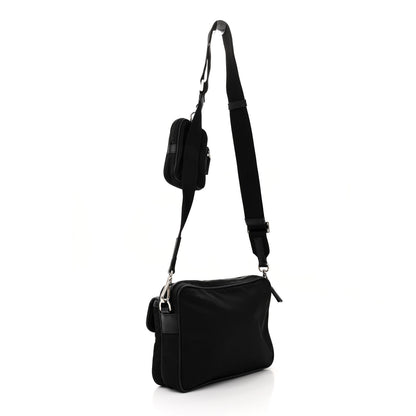 Prada Re-Nylon Saffiano Pocket Single Snap Buckle Shoulder Bag Black 3 of 9