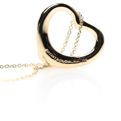 Tiffany 18K Yellow Gold 22mm Elsa Peretti Open Heart Pendant Necklace 4 of 6