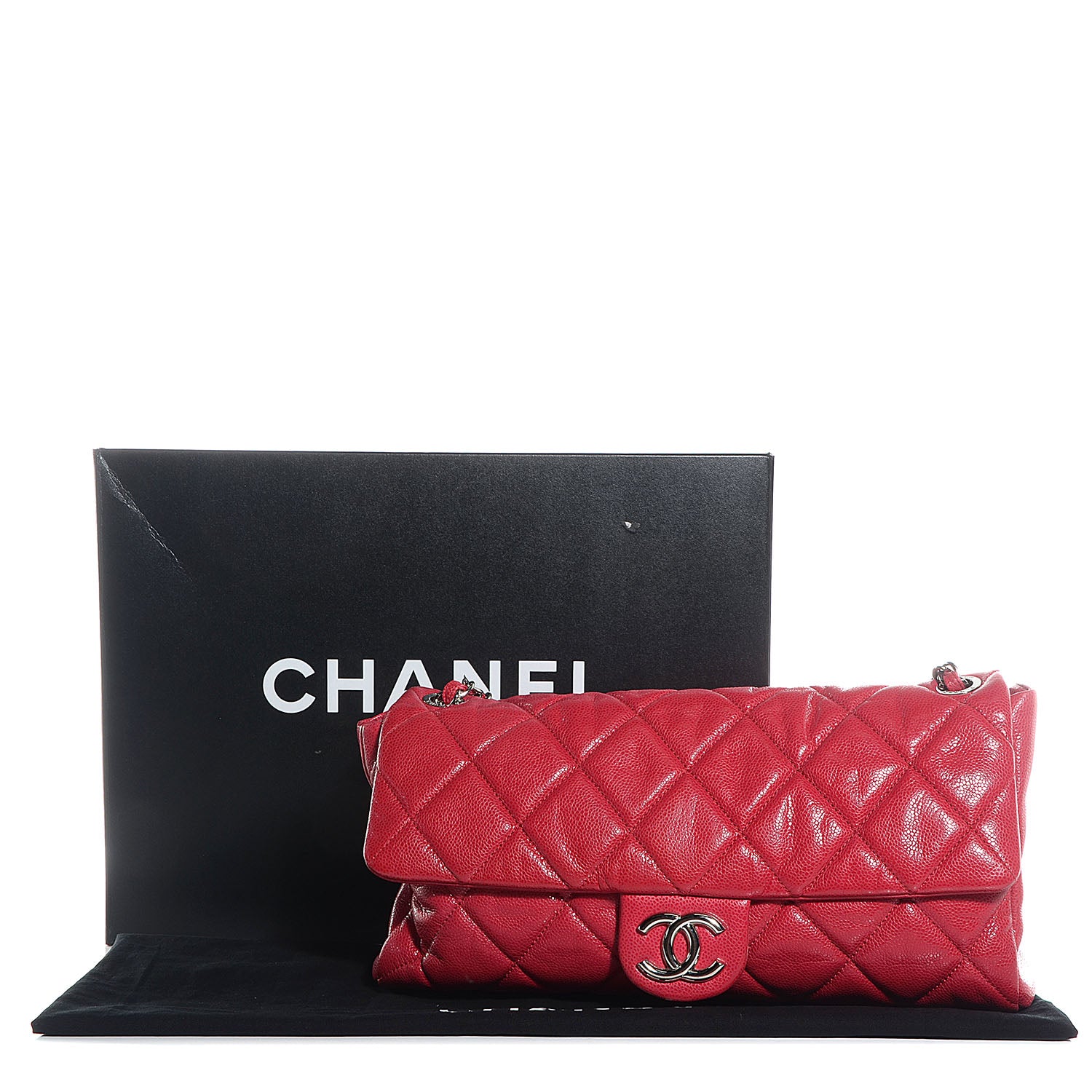 Chanel Glazed Caviar Medium Nature Flap Bag Red 9 of 9