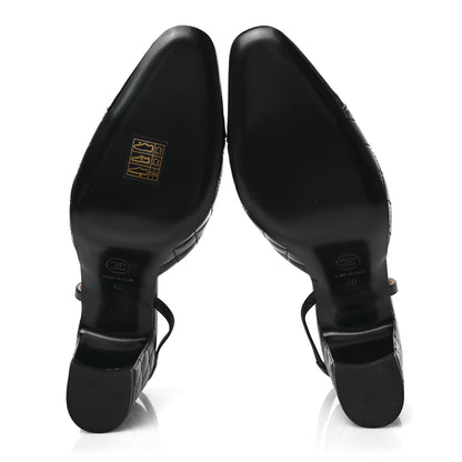 Chanel Lambskin Patent Calfskin Quilted Cap Toe CC Slingback Pumps 40 Black 5 of 8