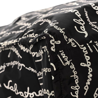 Salvatore Ferragamo Nylon All Over Printed Logo Tote Black 11 of 14