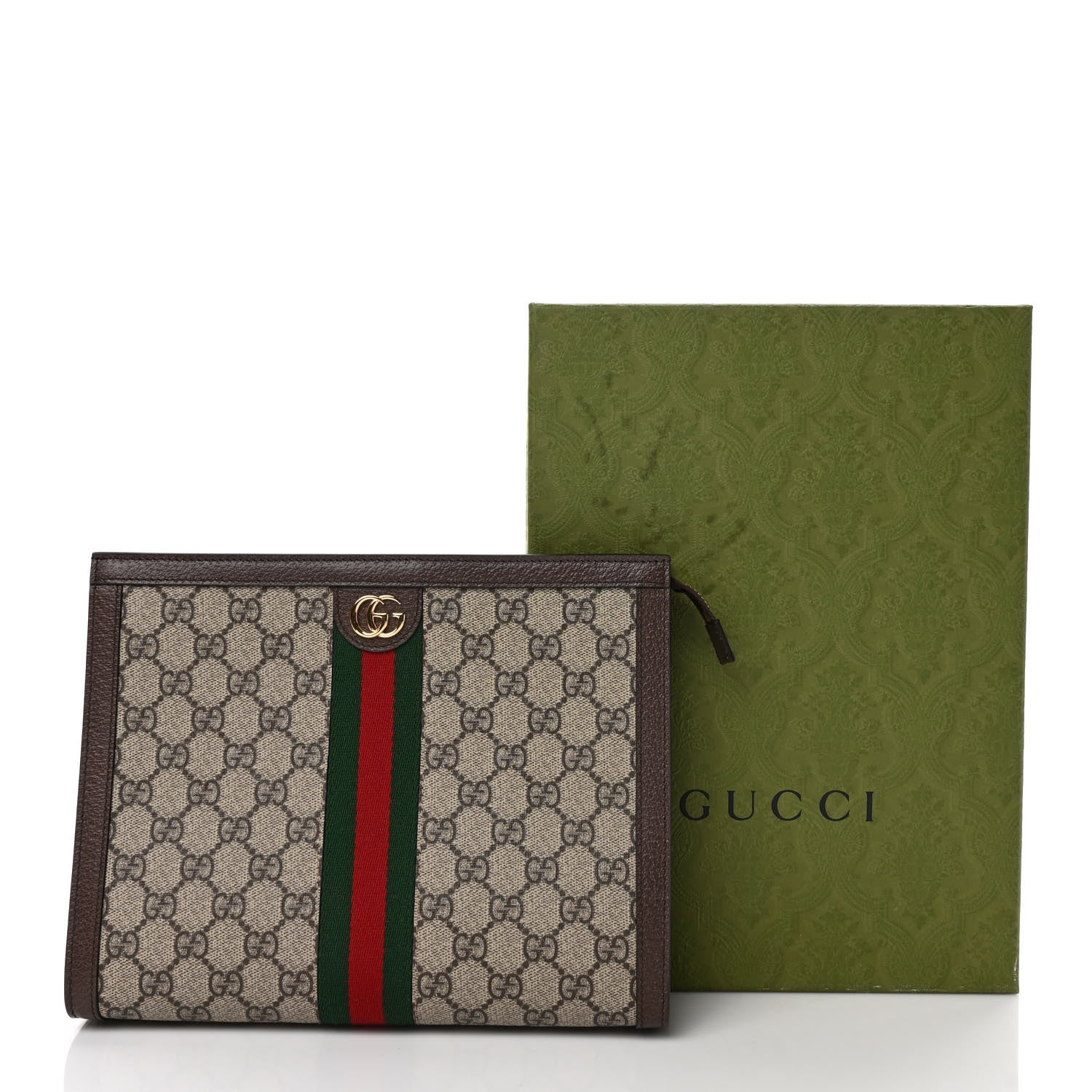 Gucci GG Supreme Monogram Web Ophidia Pouch Brown 10 of 10