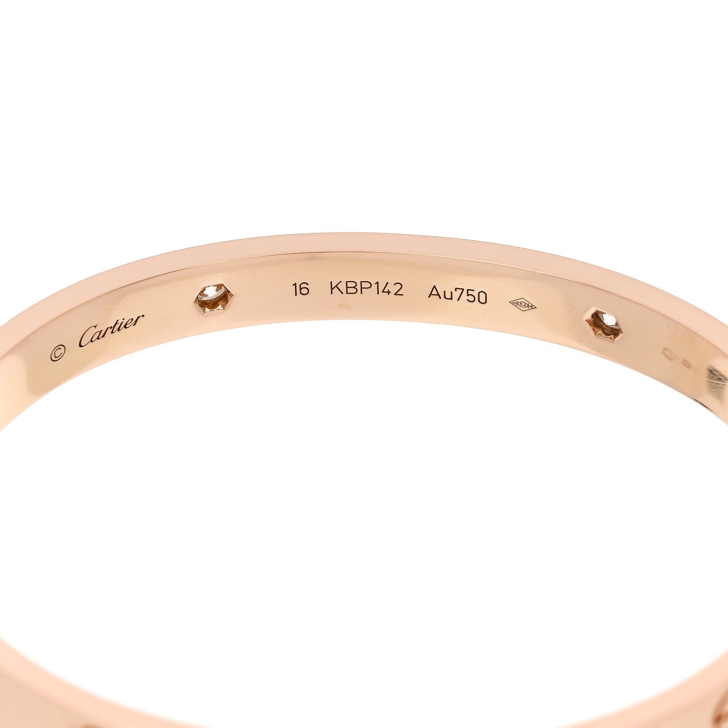 Cartier 18K Pink Gold 4 Diamond LOVE Bracelet 16 6 of 9