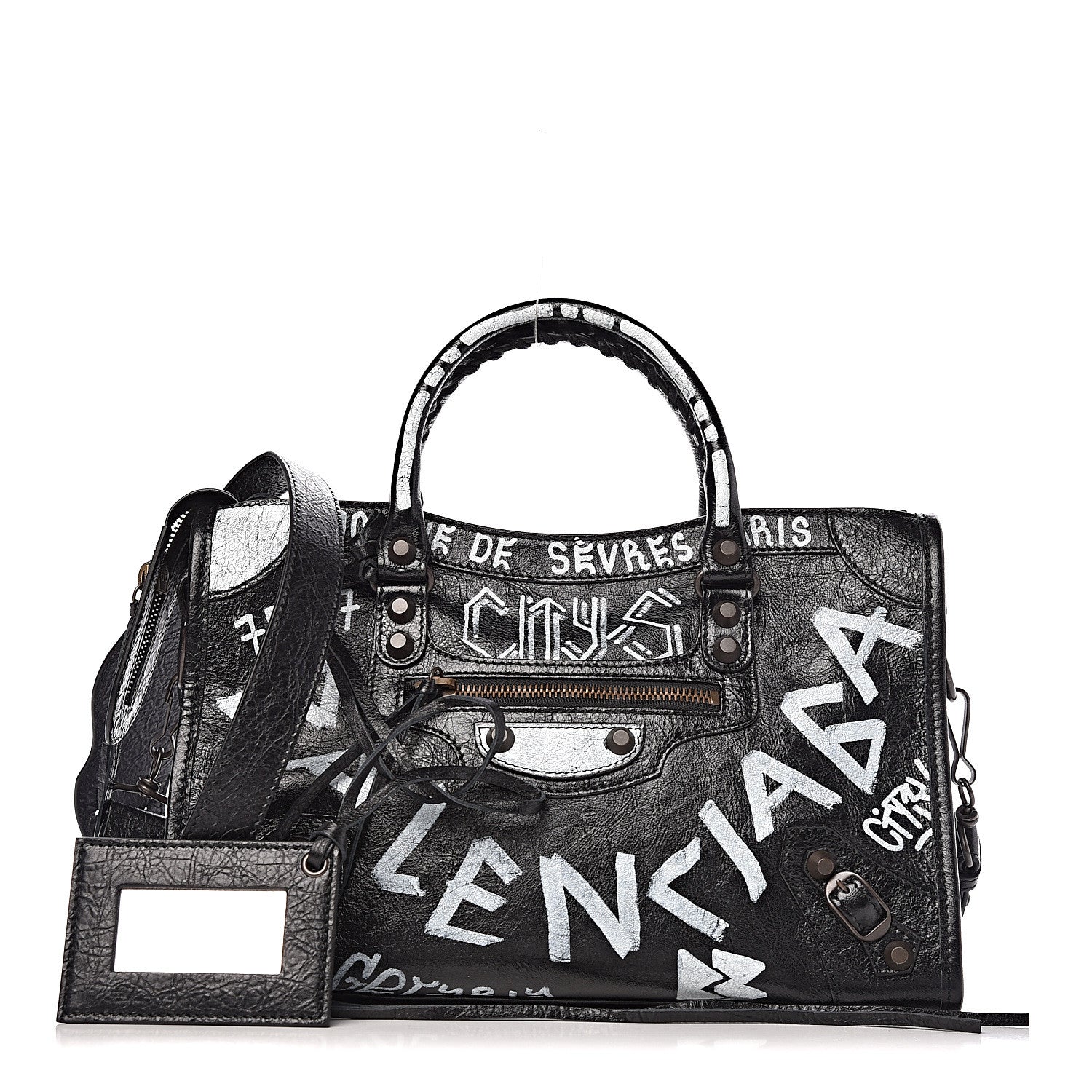 Balenciaga Agneau Classic Hardware Graffiti All Over S City Black 1 of 11