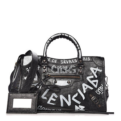 Balenciaga Agneau Classic Hardware Graffiti All Over S City Black 1 of 11
