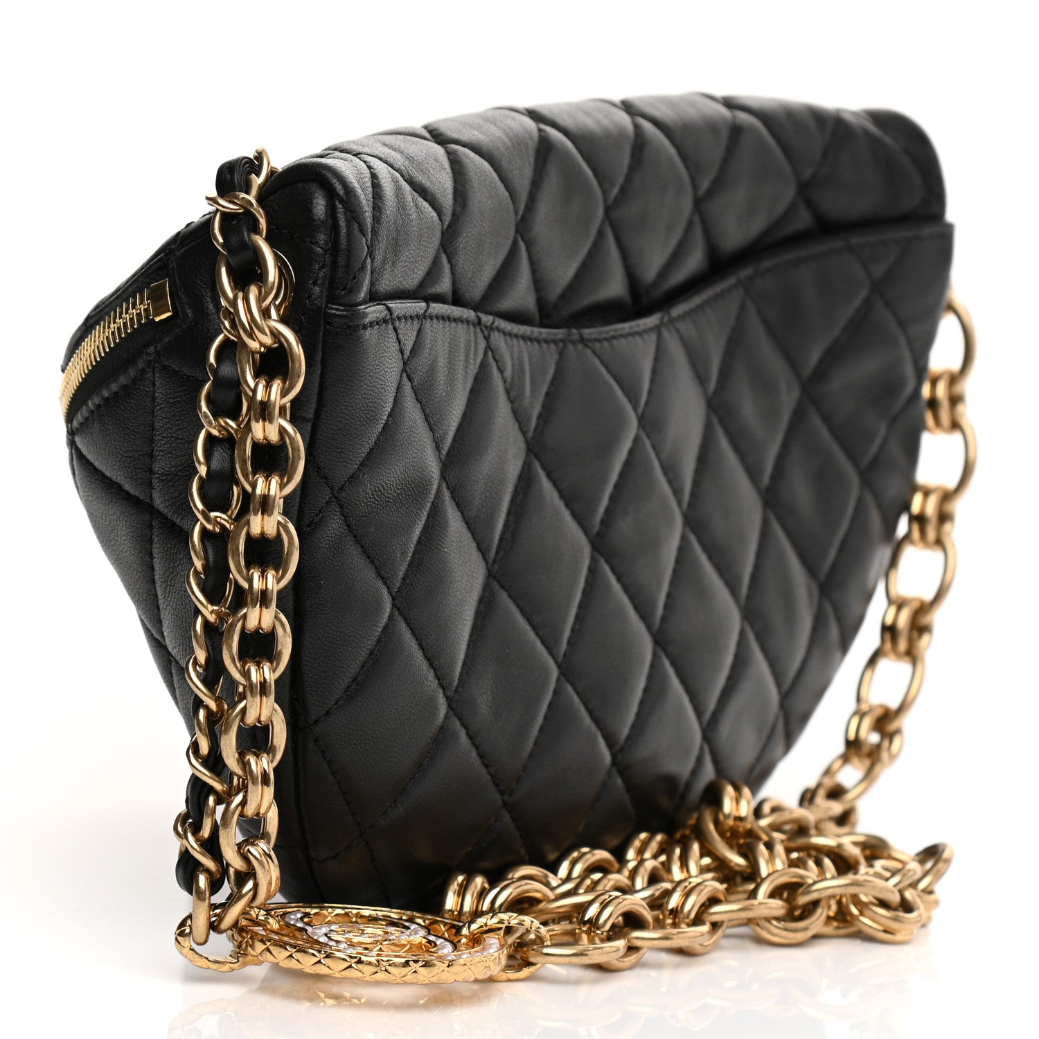 Chanel Lambskin Pearl Quilted CC Belt Bag Black 4 of 21