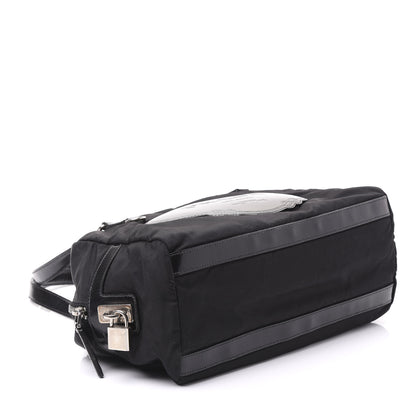 Prada Tessuto Nylon Calfskin Logo Shoulder Bag Black 3 of 8
