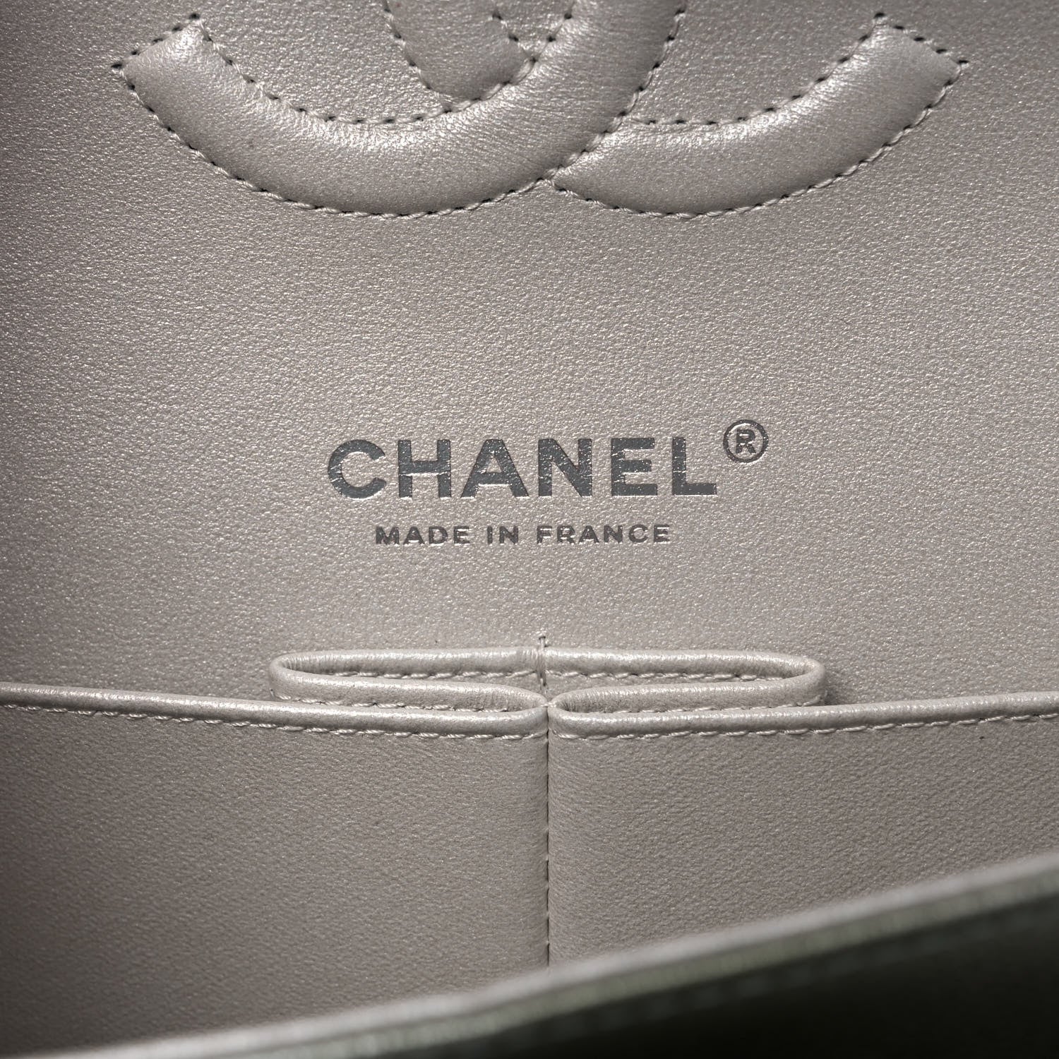 Chanel Metallic Goatskin Quilted Medium Double Flap Grey Green 6 of 10