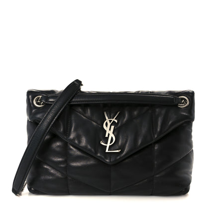 Saint Laurent Lambskin Quilted Small Loulou Puffer Monogram Chain Satchel Black 1 of 11