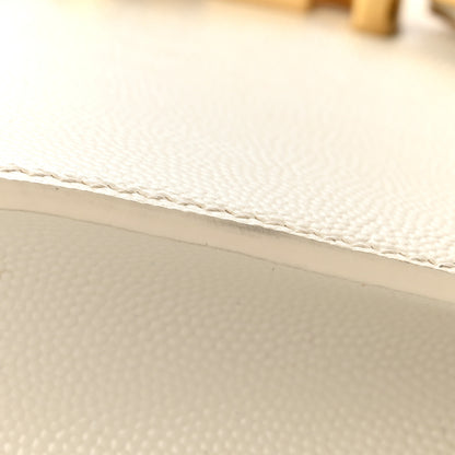 Saint Laurent Grain de Poudre Mini Classic Monogram Cassandra Top Handle Vintage White 10 of 13