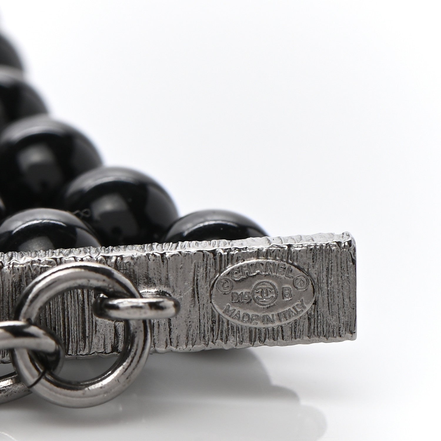 Chanel Graduated Pearl CC Multi 3 Strand Necklace Ruthenium Grey Black 6 of 7