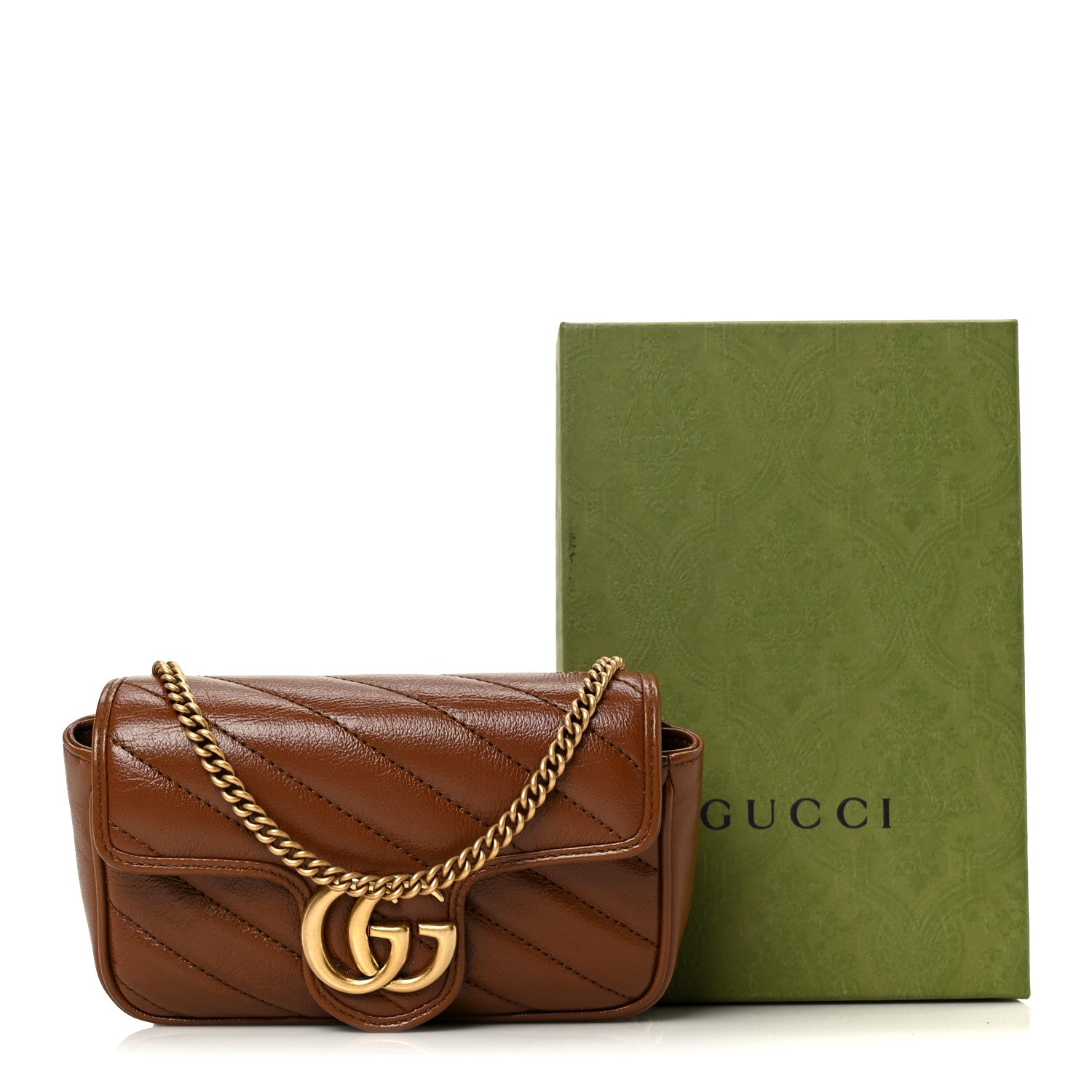 Gucci Azalea Calfskin Matelasse Diagonal Super Mini GG Marmont