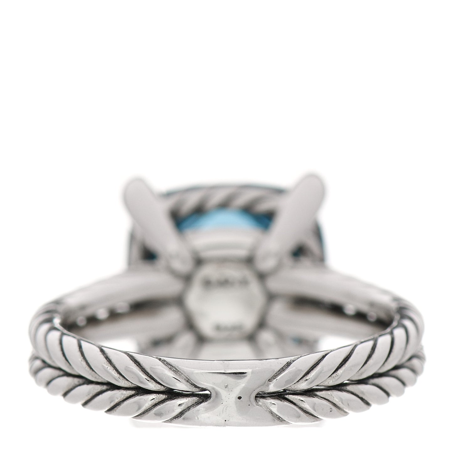 Sterling Silver Diamond Hampton Blue Topaz 11mm Chatelaine Ring 52 6