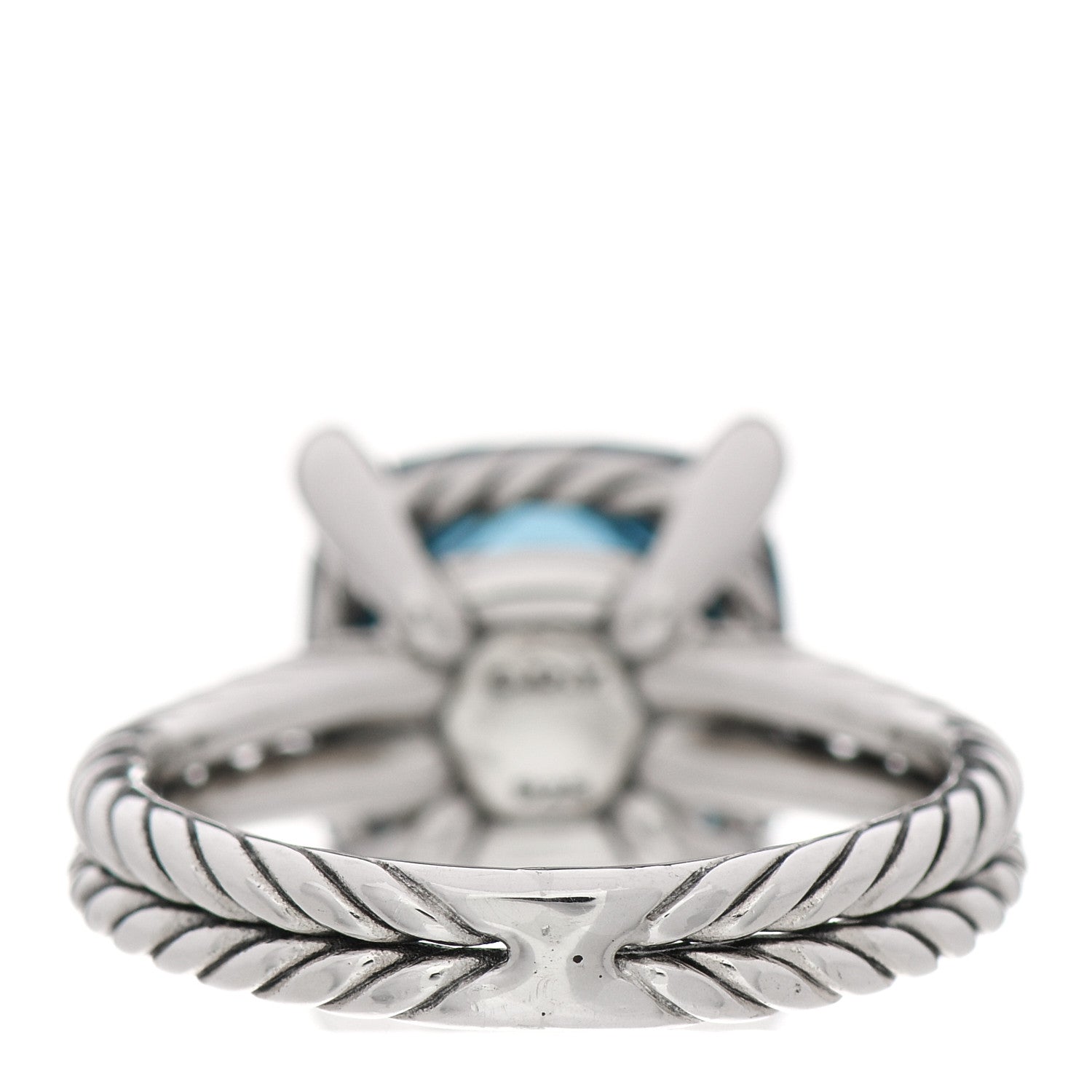 David Yurman Sterling Silver Diamond Hampton Blue Topaz 11mm Chatelaine Ring 52 6 3 of 6