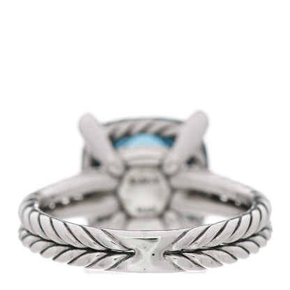 David Yurman Sterling Silver Diamond Hampton Blue Topaz 11mm Chatelaine Ring 52 6 3 of 6