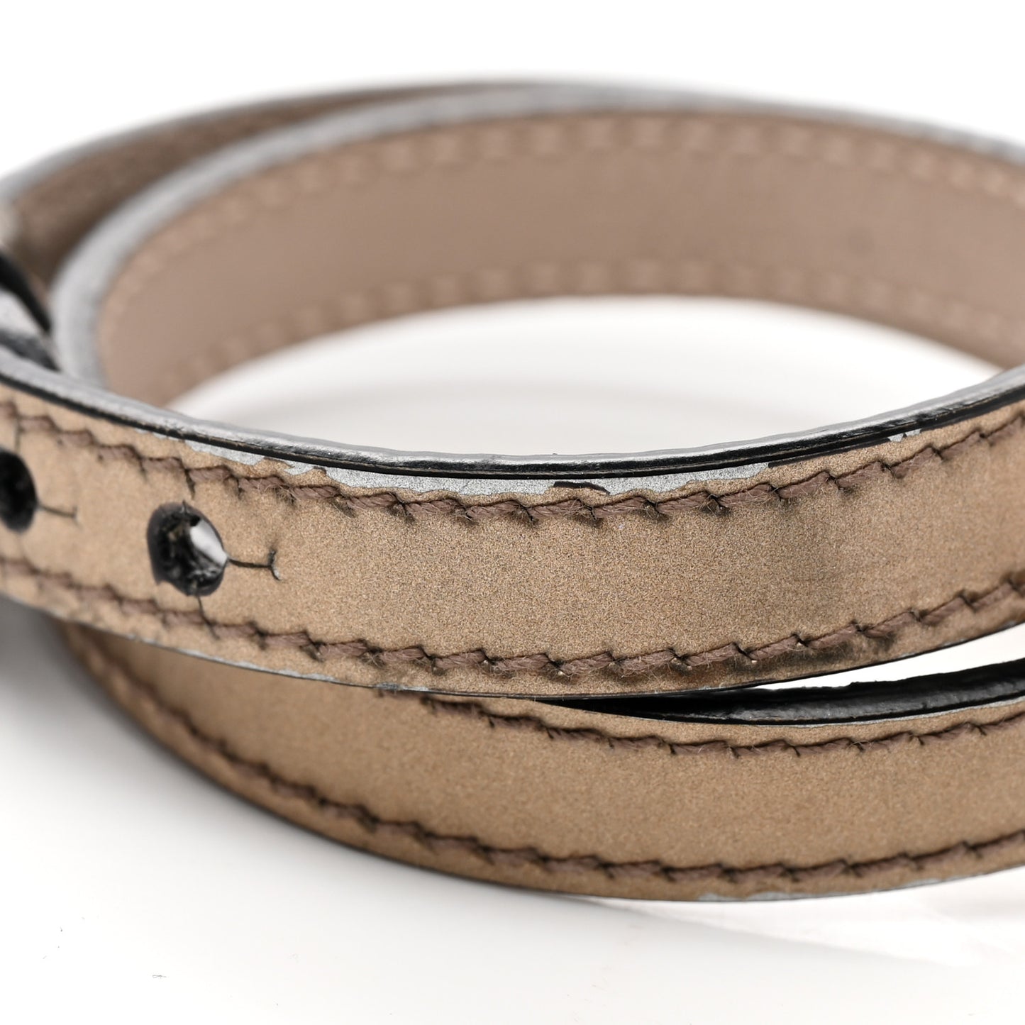 Metallic Calfskin Serpenti Forever Double Coil Bracelet S Antique Bronze