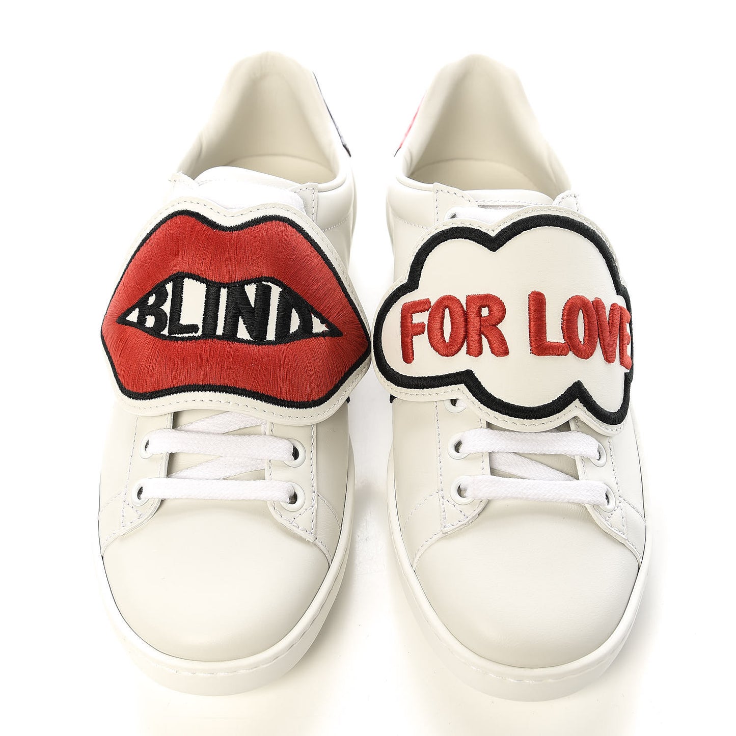 Calfskin Ayers Blind For Love Embroidered Womens Ace Sneakers 35.5 White