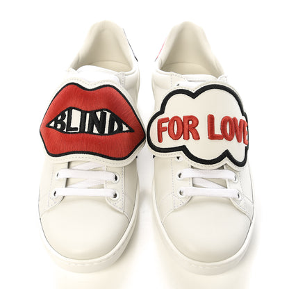 Gucci Calfskin Ayers Blind For Love Embroidered Womens Ace Sneakers 35.5 White 10 of 11