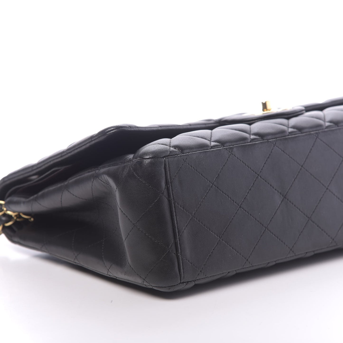 Lambskin Quilted Maxi Double Flap Black