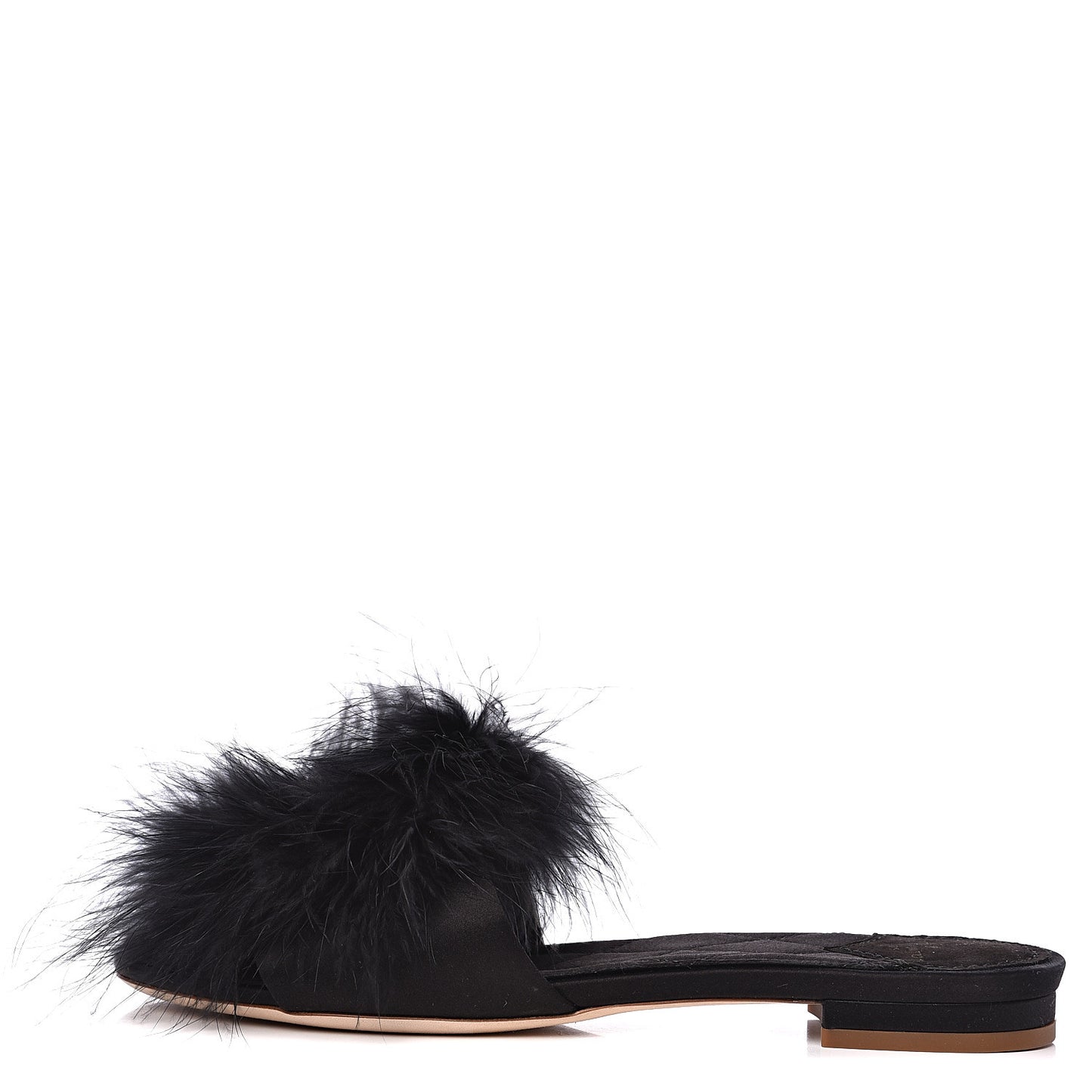 Fur Crystal LV Marilyn Flat Mule 38 Black