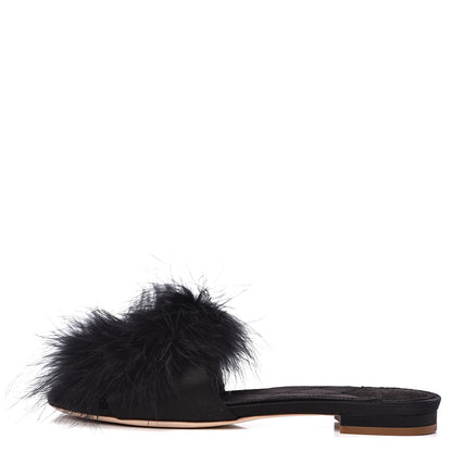 Louis Vuitton Fur Crystal LV Marilyn Flat Mule 38 Black 1 of 9