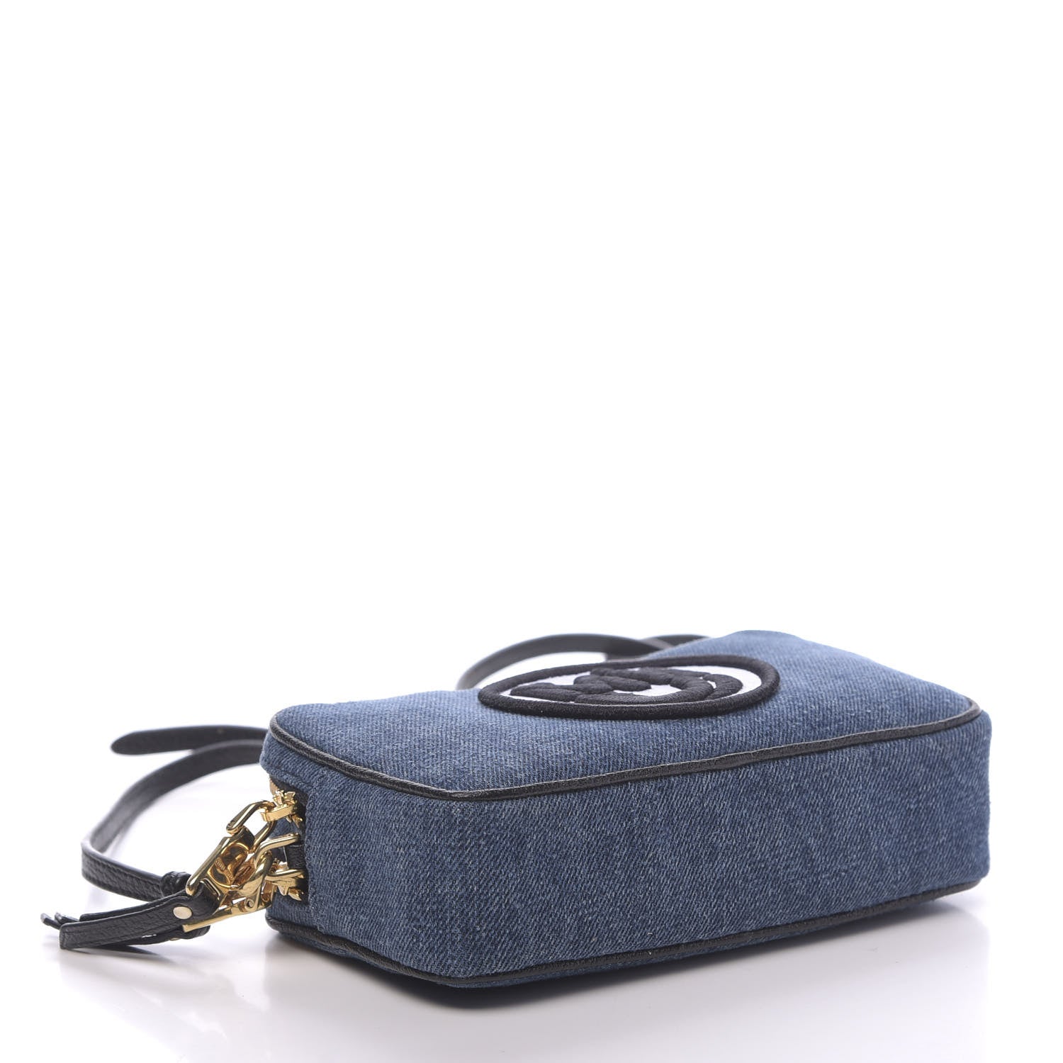 Miu Miu Denim Double Zip Crossbody Bag Blue Black 3 of 9