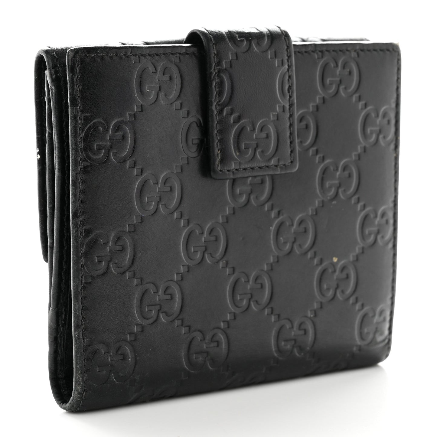 Guccissima Metal Bar French Flap Wallet Black