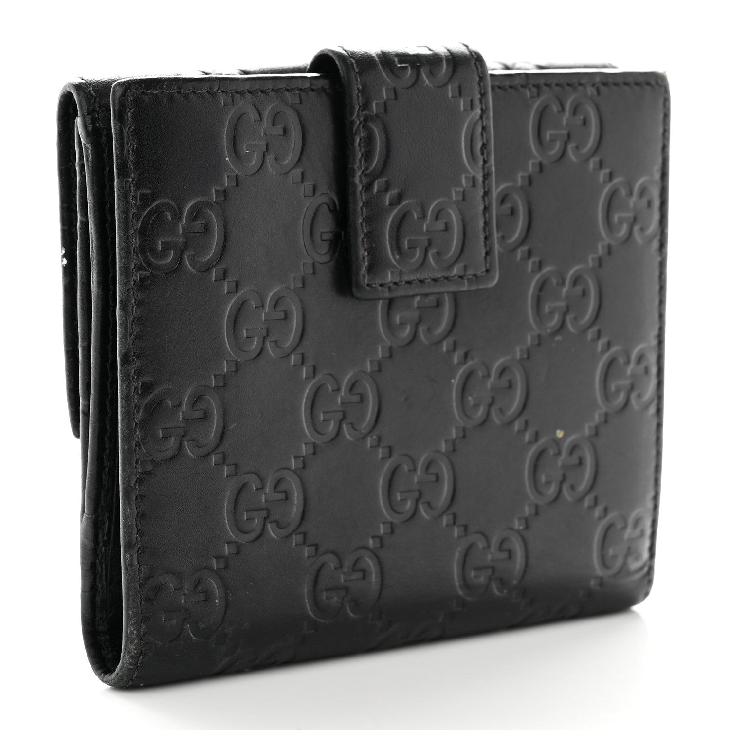 Gucci Guccissima Metal Bar French Flap Wallet Black 3 of 18