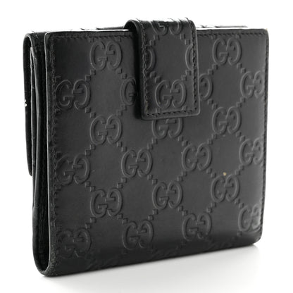 Gucci Guccissima Metal Bar French Flap Wallet Black 3 of 18