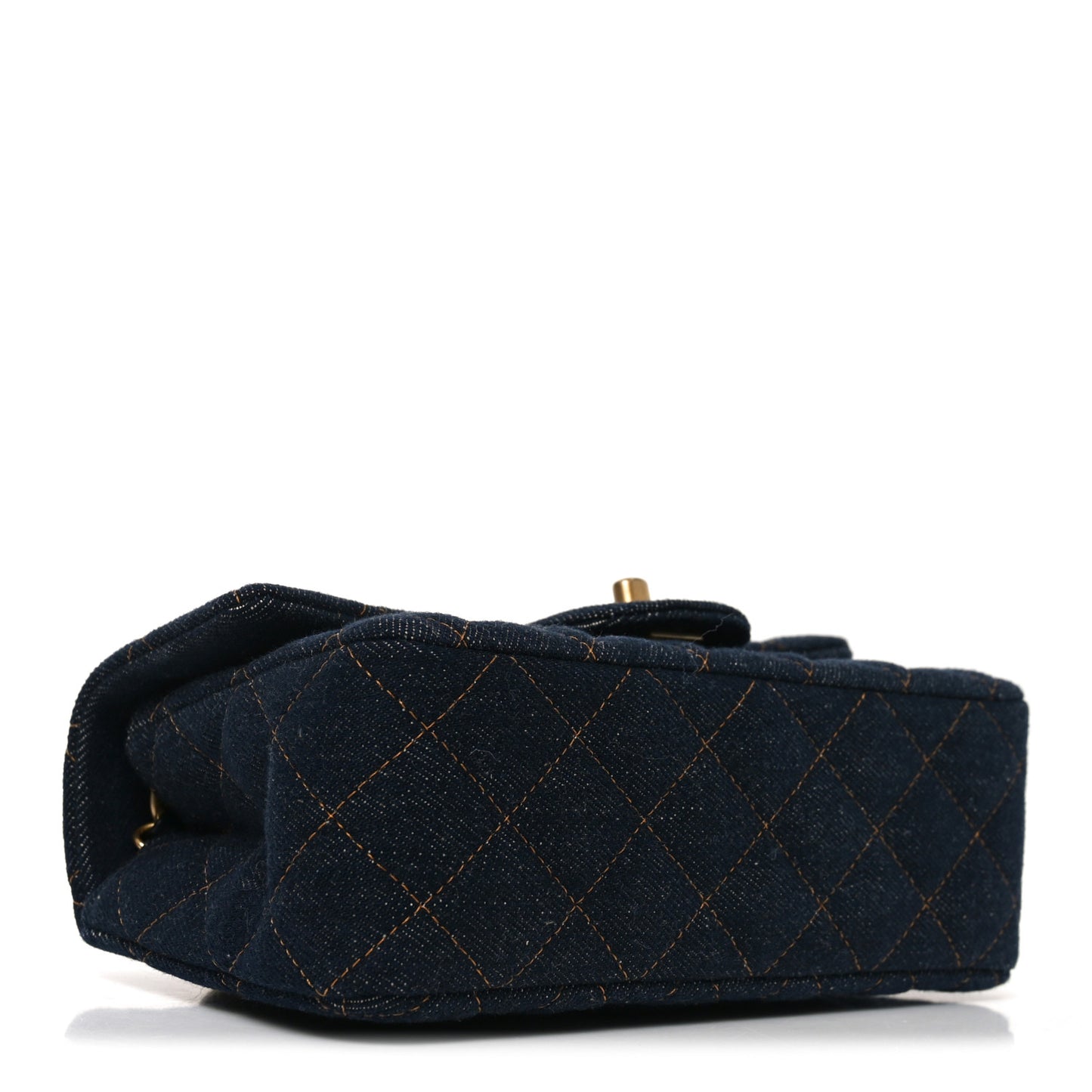 Denim Quilted Mini Rectangular Flap Dark Blue