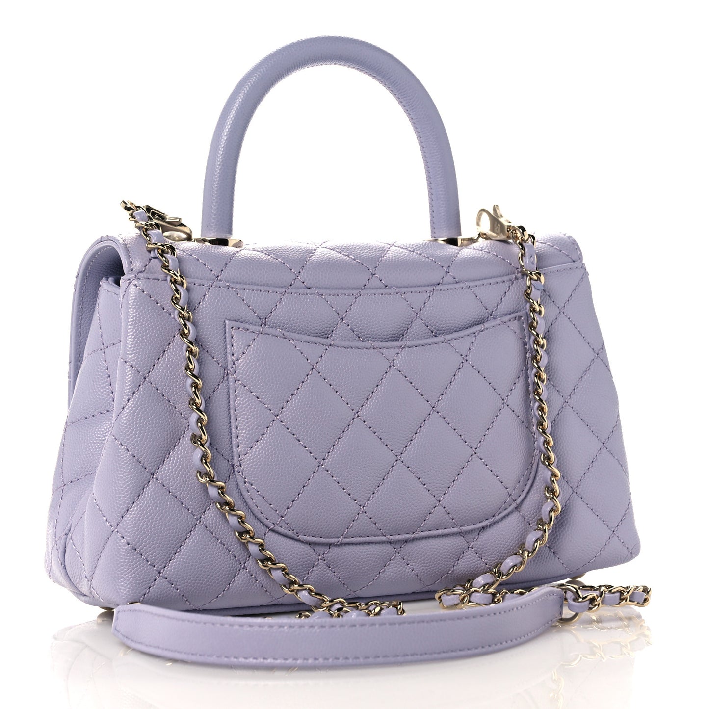 Caviar Quilted Mini Coco Handle Flap Light Purple