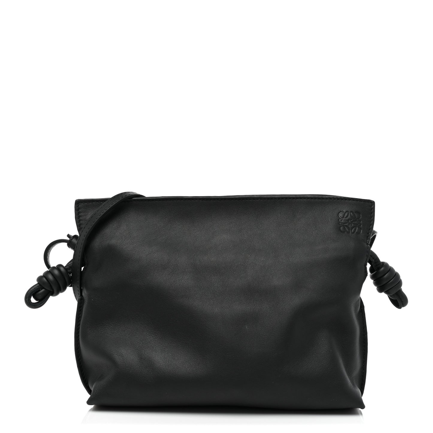Calfskin Mini Flamenco Knot Clutch Black