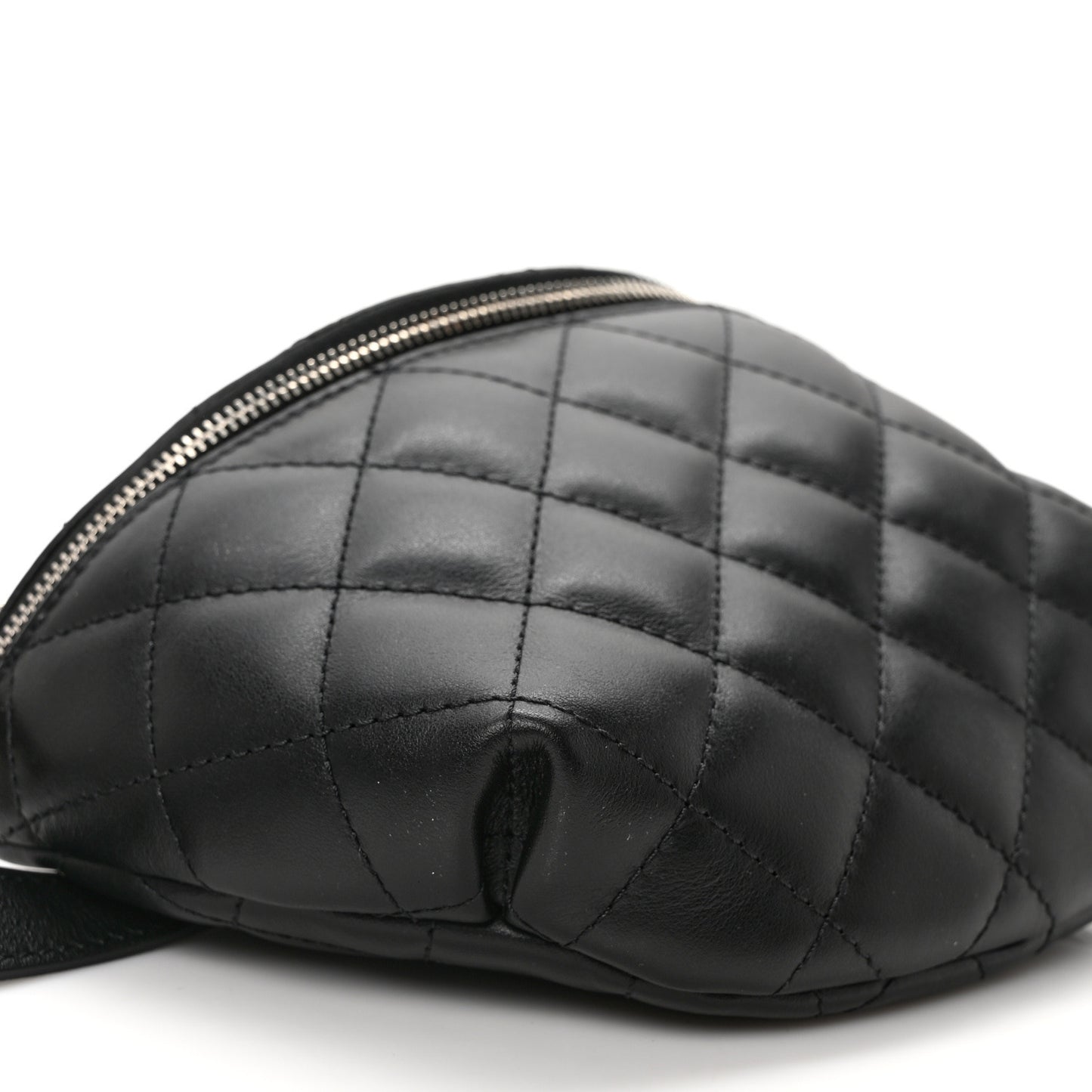 Calfskin Quilted Waist Belt Bag Black