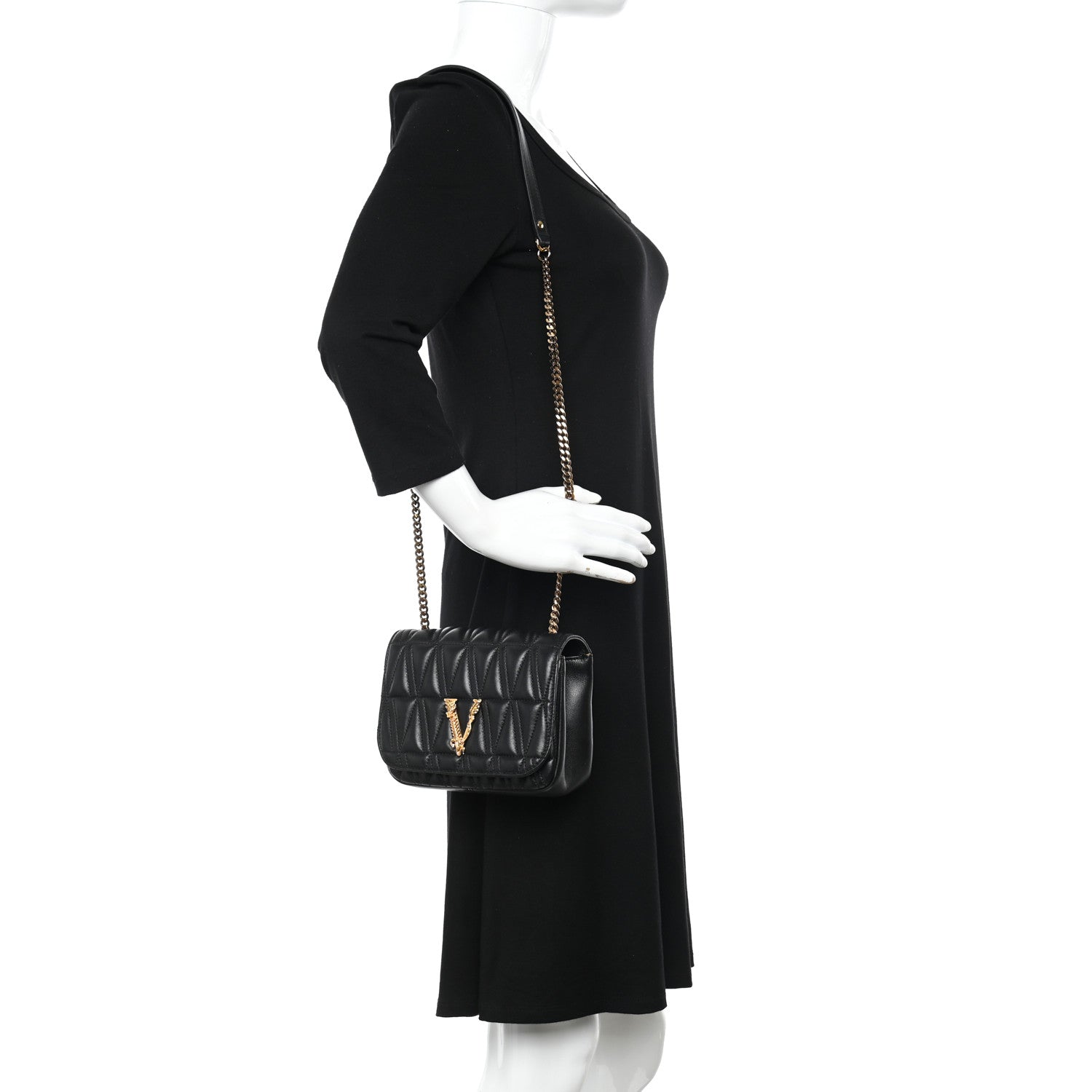 Versace Nappa Quilted Virtus Bag Black 2 of 14