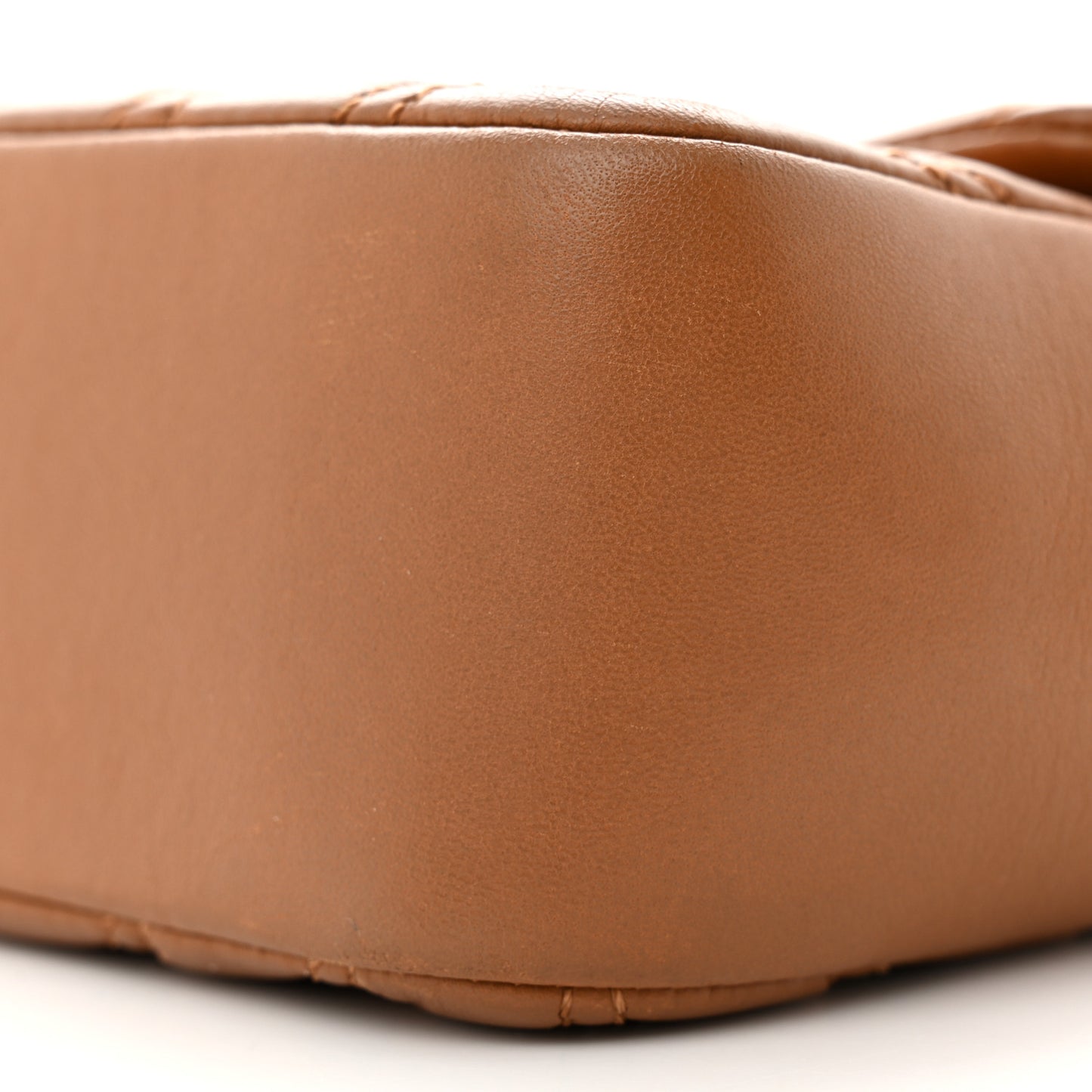 Lambskin Chevron Double Stitch Medium Single Flap Brown