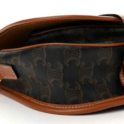 Celine Triomphe Canvas Medium Folco Bag Tan 9 of 10