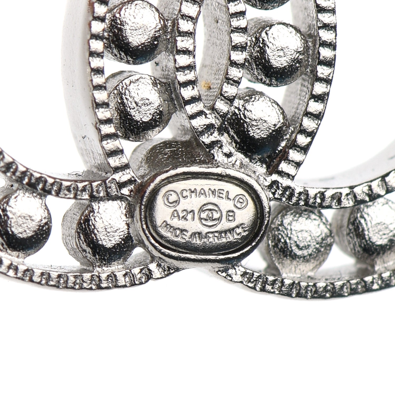 Chanel Crystal CC Earrings Silver 4 of 4
