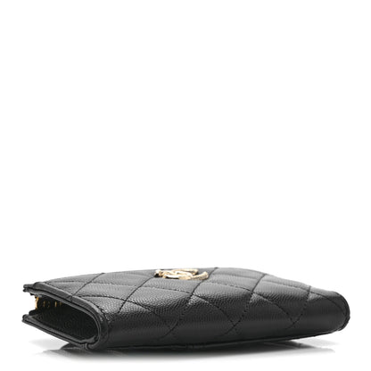 Chanel Caviar Quilted Crystal CC Zip Around Card Holder Black 4 of 9