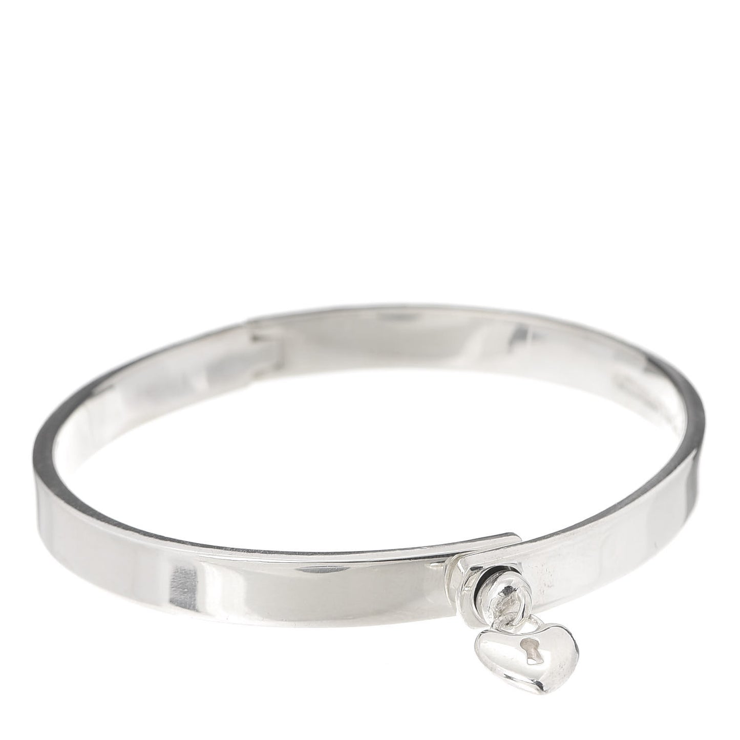Sterling Silver Heart Lock Bangle Bracelet
